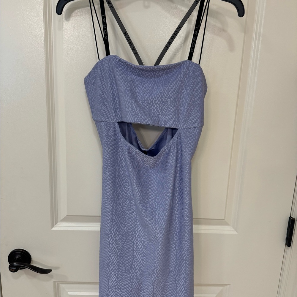 Koral Blue Sheath Mini Dress with Sweetheart Neckline
